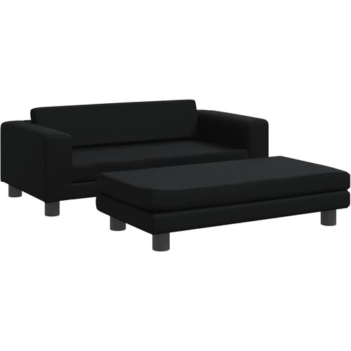 Maison Chic Otro&amp;scaron;ki kavč - Otro&amp;scaron;ki divan - Otro&amp;scaron;ki sedež s stolčkom za noge črn 100x50x30 cm umetno usnje, (21729512) Slike
