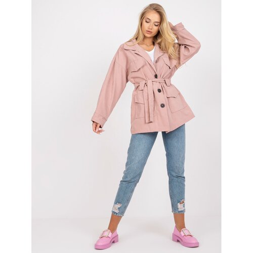 Fashion Hunters Dusty pink women&amp;#039;s coat with a lining Slike