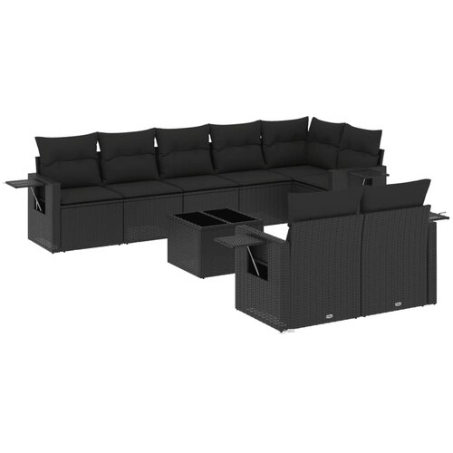 vidaXL 9-dijelni set vrtnih sofa s jastucima crni od poliratana Cijene