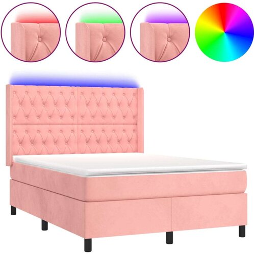  Krevet box spring s madracem LED ružičasti 140x200cm bar&amp;scaron;unasti Slike