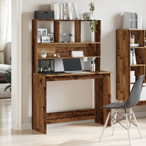Maison Chic Pisalna miza - pisarniška miza - Računalniška miza s policami starinski les 102x45x148 cm inž. les, (21785693) Cene