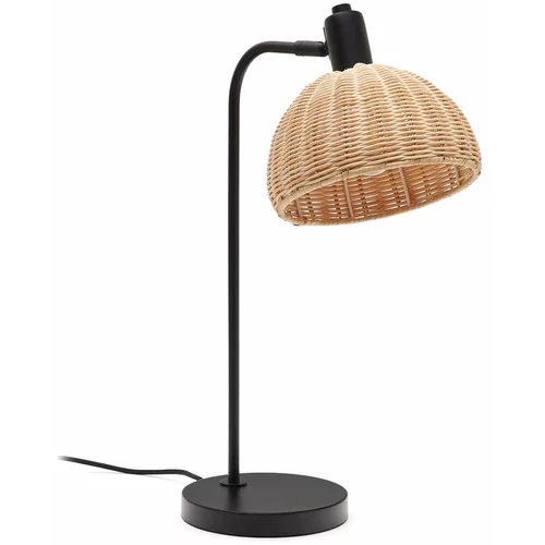 Kave Home Crna/u prirodnoj boji stolna lampa sa sjenilom od ratana (visina 56 cm) Damila –