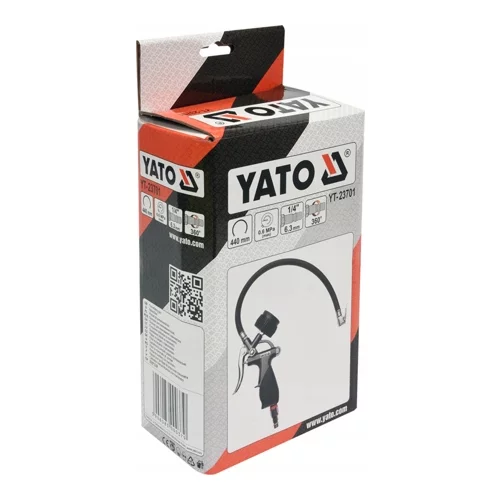 Yato pištola za črpanje s tlačnim merilnikom, največ 10 barov. Rotacijska pnevmatska povezava, (21121262)