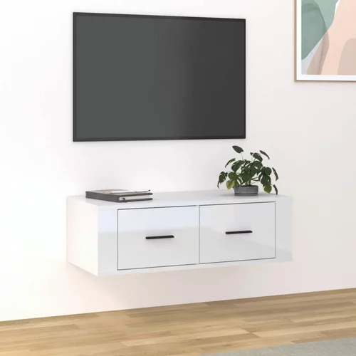 vidaXL TV omarica visok sijaj bela 80x36x25 cm inženirski les