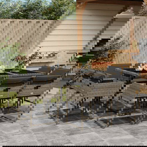  The Living Store Vrtna jedilna garnitura 9-delna z blazinami siv poli ratan - Vrtna Jedilna Garnitura, (21480228) Cene