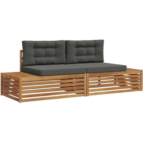  Set vanjskih sofa s jastukom 2 Komad Prirodna i antracit Slike