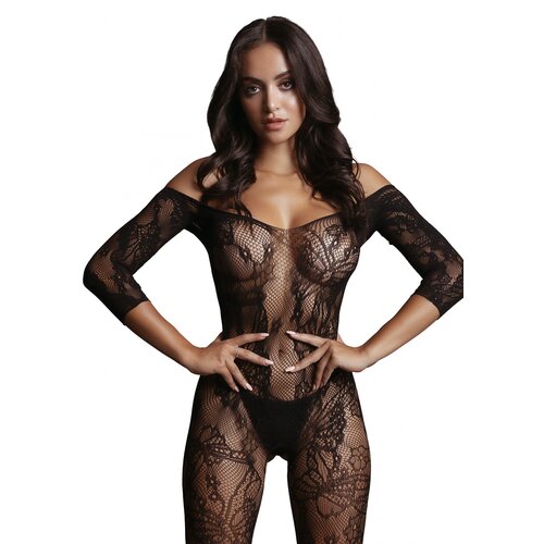 Le D&amp;eacute;sir Lace Sleeved Bodystocking Black Slike