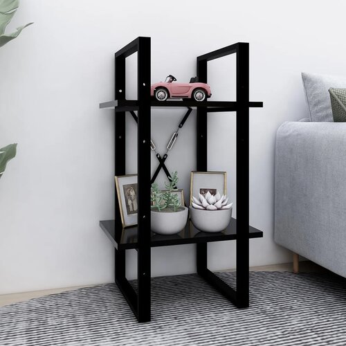 VidaXL Knjižna omara 2-nadstropna črna 40x30x70 cm iverna plo&amp;scaron;ča, (20620776) Slike