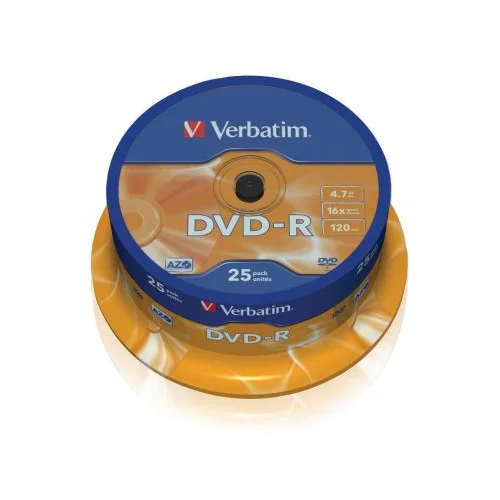  DVD-R, VERBATIM,4,7 GB,16X, spindle 25 kom,MATT SILVER