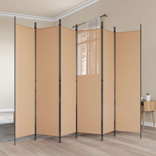  Razdjelnik prostora s 6 panela Bež 300 x 200 cm Tkanina Slike