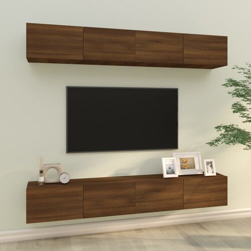 VidaXL Stenske TV omarice 4 kosi rjavi hrast 100x30x30 cm Slike