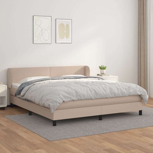  Box spring postelja z vzmetnico kapučino 160x200cm umetno usnje, (20895834) Cene