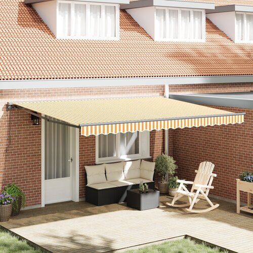 vidaXL Skrovita tenda Narančasta i bijela 450x300 cm Cijene