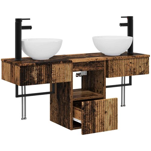  Set namje&amp;scaron;taja za kupaonicu 3 kom. Staro drvo Konstruirano drvo Smeđa 40 x 35 x 56 cm Slike