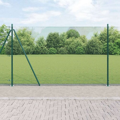 VidaXL zavarena žičana ograda s 13 stupova s izbočinama Zelena 1.6x25 m Čelik Slike