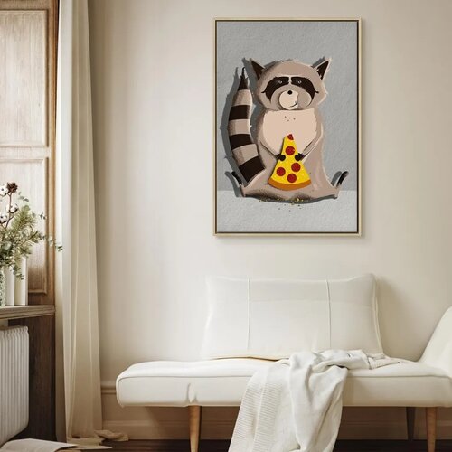  Slika - Gourmand Raccoon (1 Part) Vertical 80x120 U prirodnom drvenom okviru Slike