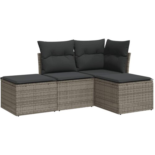 Maison Chic Seti vrtnega pohi&amp;scaron;tva - Vrtna garnitura - Vrtni pohi&amp;scaron;tvo set 4-delna z blazinami siv poli ratan, (21818003) Slike