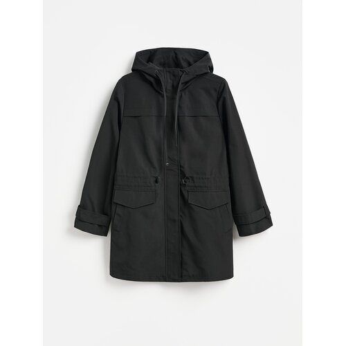 Reserved Duga parka s kapuljačom - crno Cijene
