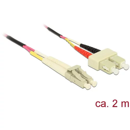 Delock 84681 steklena vlakna optična vlakna priključni kabel [1x LC-vtič - 1x moški konektor SC] 50/125 µ Multimode OM4 2.00 m, (20437520)