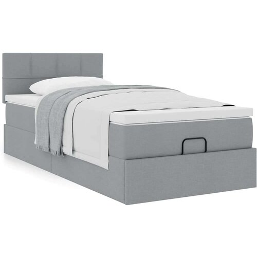 vidaXL Otomanski posteljni okvir z vzmetnico siv 80x200 cm blago Cene