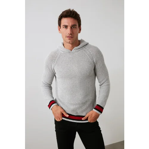 Trendyol Gray Regular Hooded Straight Knit Sweatshirt