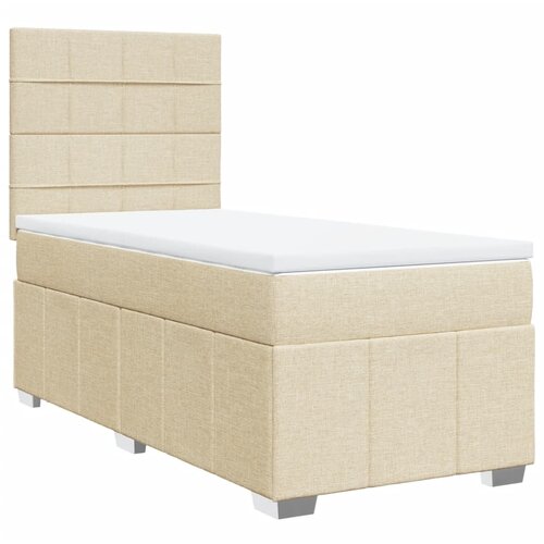 vidaXL Box spring postelja z vzmetnico krem 90x200 cm blago, (21291462) Cene