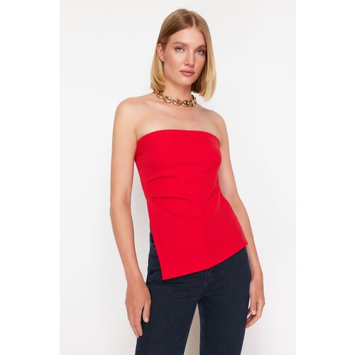 Trendyol Red Strapless Slit Detailed Woven Blouse Slike