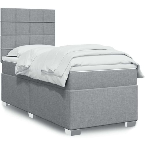 vidaXL Box spring postelja z vzmetnico svetlo siva 80x200 cm blago Cene