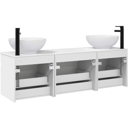  Set ormarića za kupaonicu 3 kom. Bijela visokog sjaja 49 x 44,5 x 66,5 cm Slike