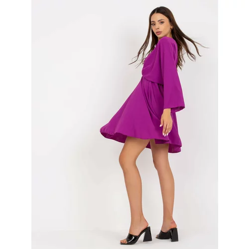 Fashion Hunters Dark purple minidress of one size with wide sleeves
