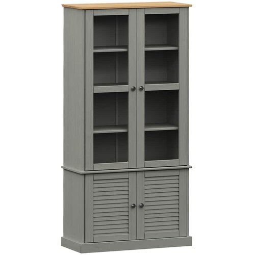  Vitrina sa staklom VIGO siva 85x35x170 cm od masivne borovine Slike