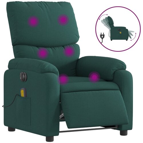 Maison Chic Električni masažni naslanjač - Relax naslanjač temno zeleno blago, (22134685) Cene