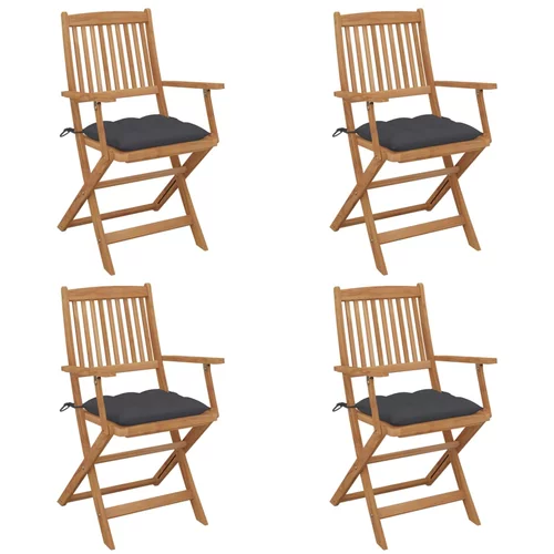  Sklopive vrtne stolice s jastucima 4 kom od bagremovog drva