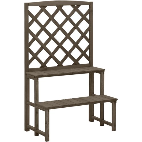 vidaXL stojalo za rastline z oporno mrežo sivo 70x42x115 cm les jelke Cene