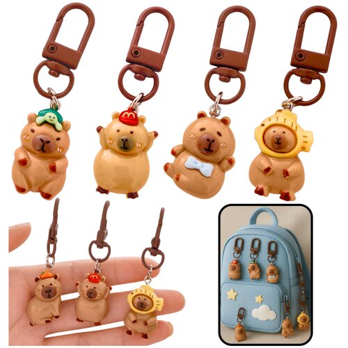  Set od 4 mini privjeska s motivom kapibare - 3 cm Slike