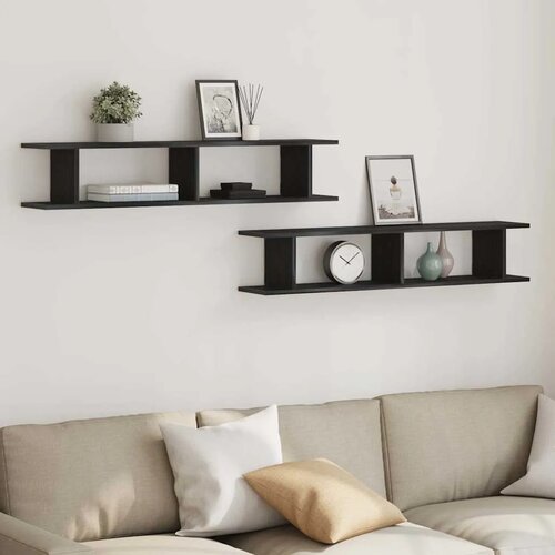  Zidne police 2 kom. Crni hrast 105x18x20 cm Konstruirano drvo - Crni hrast 105 x 18 x 20 cm Cijene