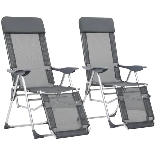  Sklopive stolice za kampiranje s osloncima za noge 2 kom sive