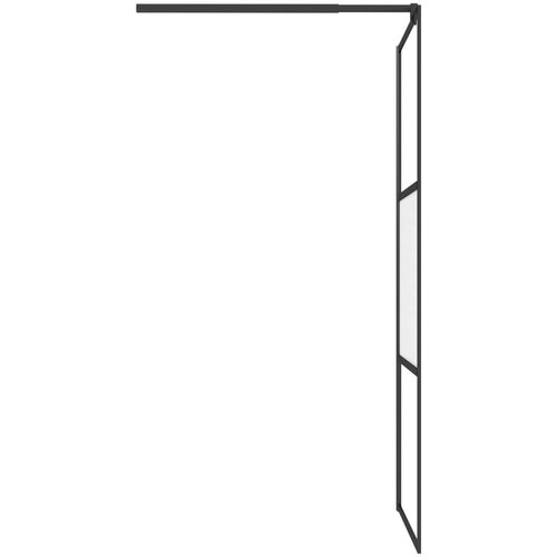 VidaXL Pregrada za tu&amp;scaron; 90 x 195 cm s napola mutnim staklom ESG crna Slike