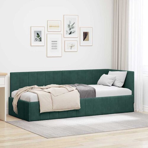 vidaXL Kutni okvir kreveta s uzglavljem Tamnozelena 80 x 200 cm Baršun Cene