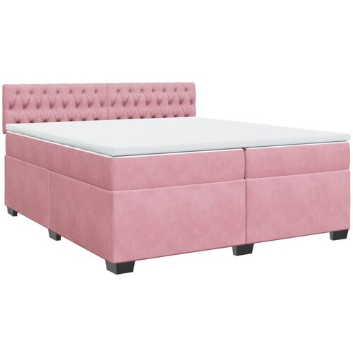 vidaXL Box spring postelja z vzmetnico roza 200x200 cm žamet, (21305446) Cene