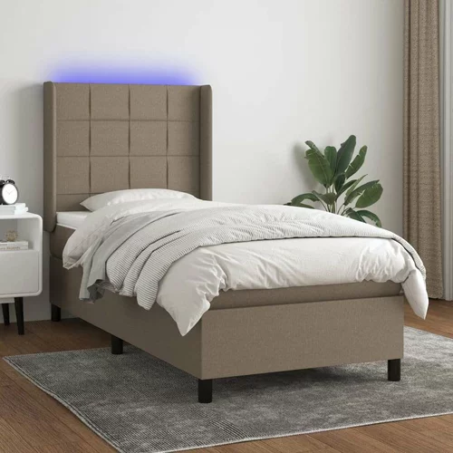  Box spring postelja z vzmetnico LED taupe 80x200 cm blago, (20898669)