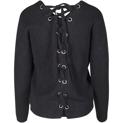 Urban Classics Ladies Back Lace Up Sweater black Slike