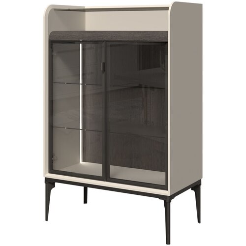 Jela Vitrina Soffy V80-2AL/SF, 80x124x42cm, Prljavo bela - antracit Cene