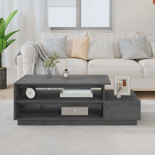 The Living Store Klubska mizica siva 120x50x40,5 cm trdna borovina - Klubska Mizica, (21574315) Slike