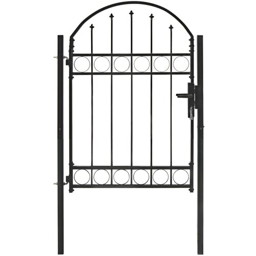 vidaXL Vrata za ogradu s lučnim vrhom čelična 100 x 125 cm crna Cene