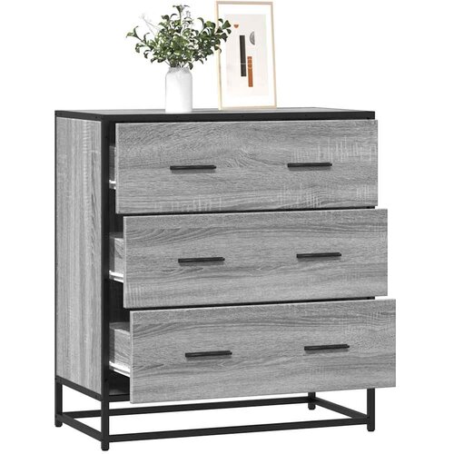 VidaXL Komoda siva sonoma 68x35x76 cm inženirski les in kovina Slike