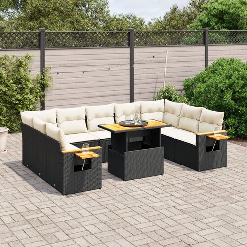 vidaXL 11-dijelni set vrtnih sofa od poliratana s jastucima crni Cijene