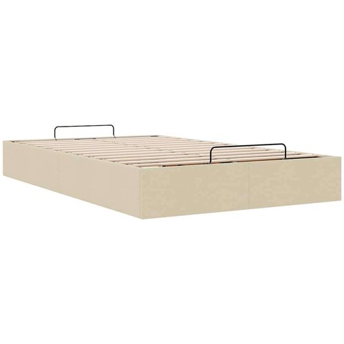 VidaXL Otomanski okvir kreveta bez madraca krem 120x200 cm od tkanine Slike