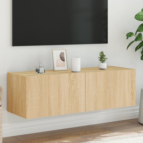 VidaXL Stenska TV omarica z LED lučkami sonoma hrast 100x35x31 cm Slike