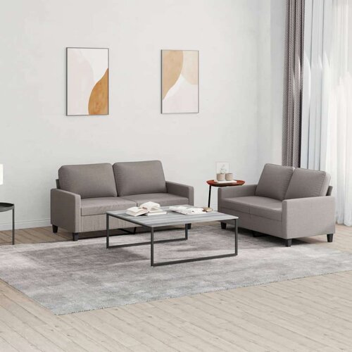  2-dijelni set sofa s jastucima smeđesivi od tkanine Cijene